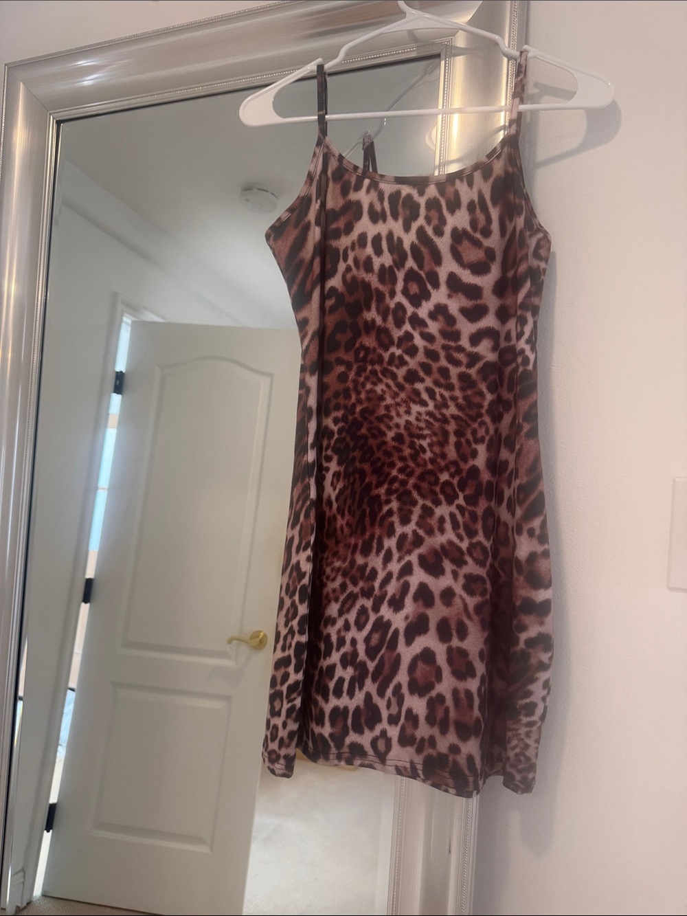 Leopard Print Mini Dress in Brown and Cream